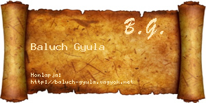 Baluch Gyula névjegykártya